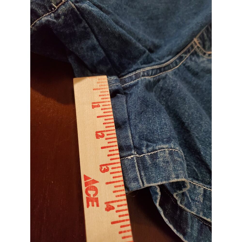Vtg Revolt 90s Y2K Embroidered Daisy Denim Bib Shortalls Size L Hippie Overalls - Picture 9 of 9